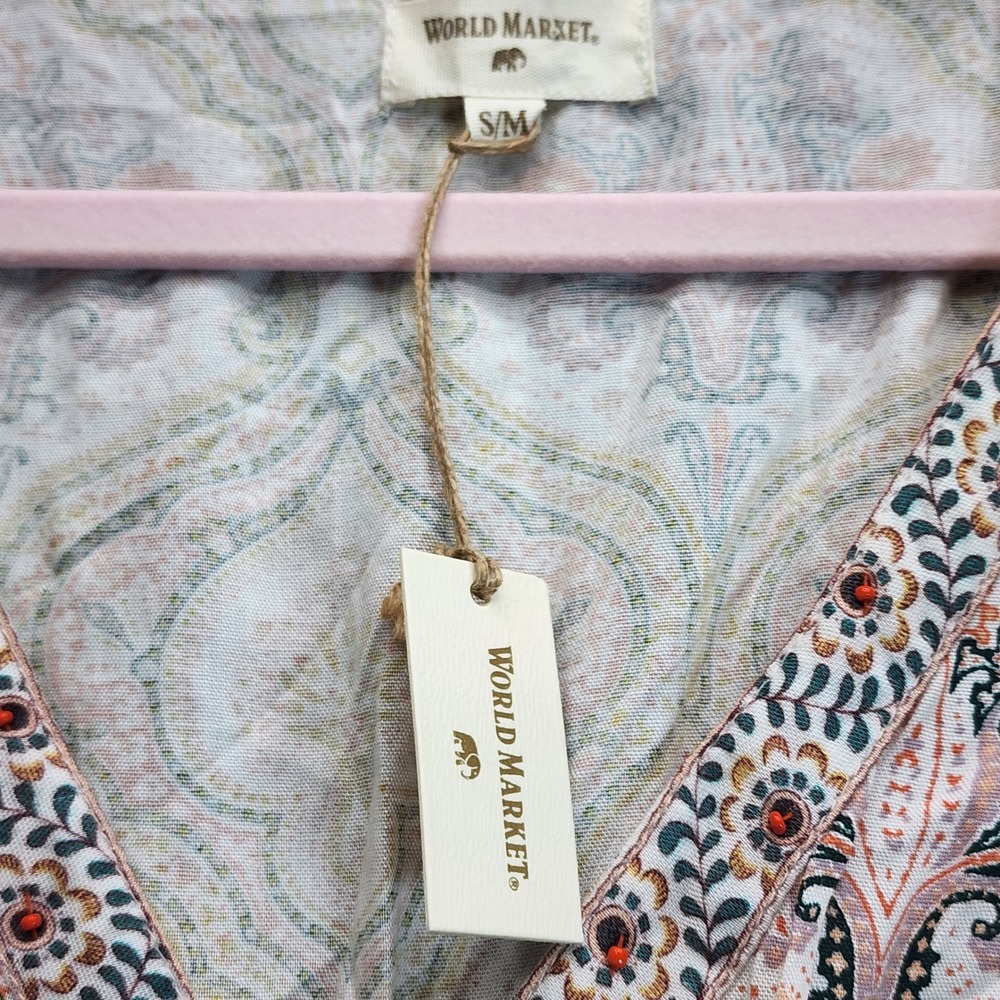 NWT World Market Womens Paisley Boho Hippie Festival Bell Sleeve Maxi Dress S/M - Picture 8 of 11